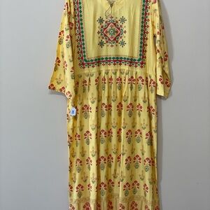 Yellow Floral Maxi midi dress